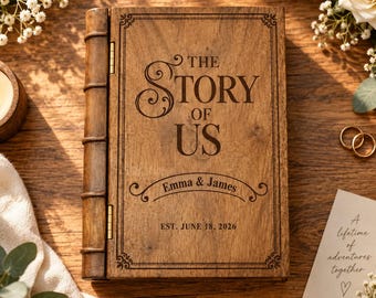 Custom Wooden Memory Book Box, Anniversary Gift, Engagement gifts, Personalized Couple Memory Book Box, Custom Wooden Keepsake Chest