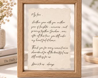 Framed Cotton Photo Letter, Personalized Love Note with Picture, Cotton Anniversary Gifts, Custom Keepsake, Wedding or Newlywed Gift