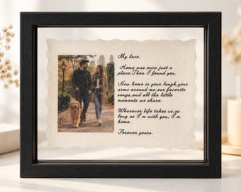 Framed Cotton Photo Letter, Personalized Love Note with Picture, Cotton Anniversary Gifts, Custom Keepsake, Wedding or Newlywed Gift