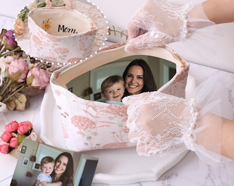 Handgemaakte portemonnee met fotovoering, trouwportemonnee cadeau voor moeder, aangepaste clutch, gepersonaliseerd cadeau voor moeder, huwelijkscadeau moeder van de bruid