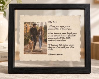 Framed Cotton Photo Letter, Personalized Love Note with Picture, Cotton Anniversary Gifts, Custom Keepsake, Wedding or Newlywed Gift