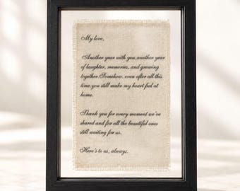 Personalized Cotton Love Letter, Custom Photo Love Letter, 2nd Custom Anniversary Gift, Wedding AnniversaryGift for Husband