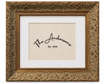 Custom Hand Embroidered Family Name Sign, Custom Last Name Wall Art, Established Date Decor, Wedding Gift, Housewarming Gift, New Home Decor