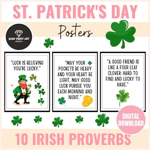 Pósteres de proverbios del Día de San Patricio - Irlandés - Tablón de anuncios - Decoración del aula para marzo