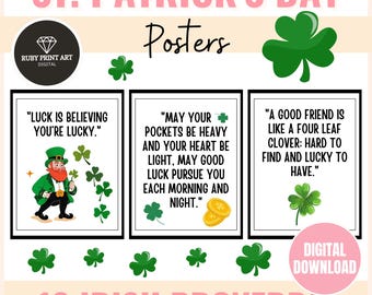 St.Patricks Day proverbs Posters-Irish- Bulletin Board- March Classroom Decor