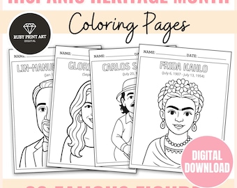Hispanic Heritage Month Coloring Pages-20 Famous Figures-September Activities-Influential People-Latin Hispanic-Printable