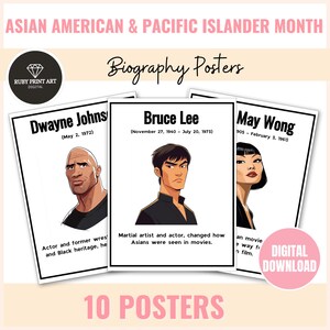 AAPI Monat des Monats Biografie Poster: berühmte asiatisch & pazifische Inselbewohner Figuren (Digitaler Download)
