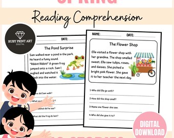 Spring Reading Comprehension Passages for 2–3 Grades-10 Short Stories & Questions