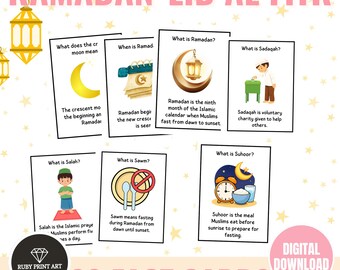 Ramadan Fact Cards for Kids Muslim Holiday Activity Islamic Learning (Digital Download)