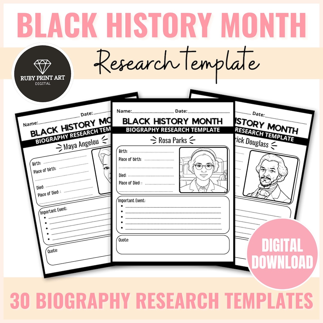 Black History Month Biography Templates: 30 African American Leaders ...