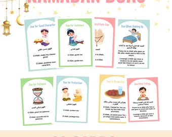 Ramadan Dua Cards for Kids: Arabic, English, French Learning (Digital Download)