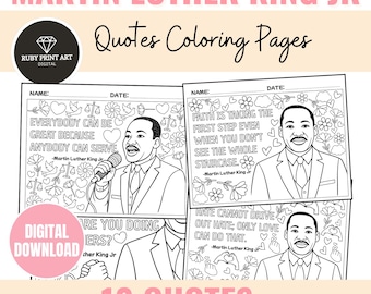 Martin Luther King Jr Quote Coloring Page MLK Day Activity Black History Month Worksheet January Classroom Activity