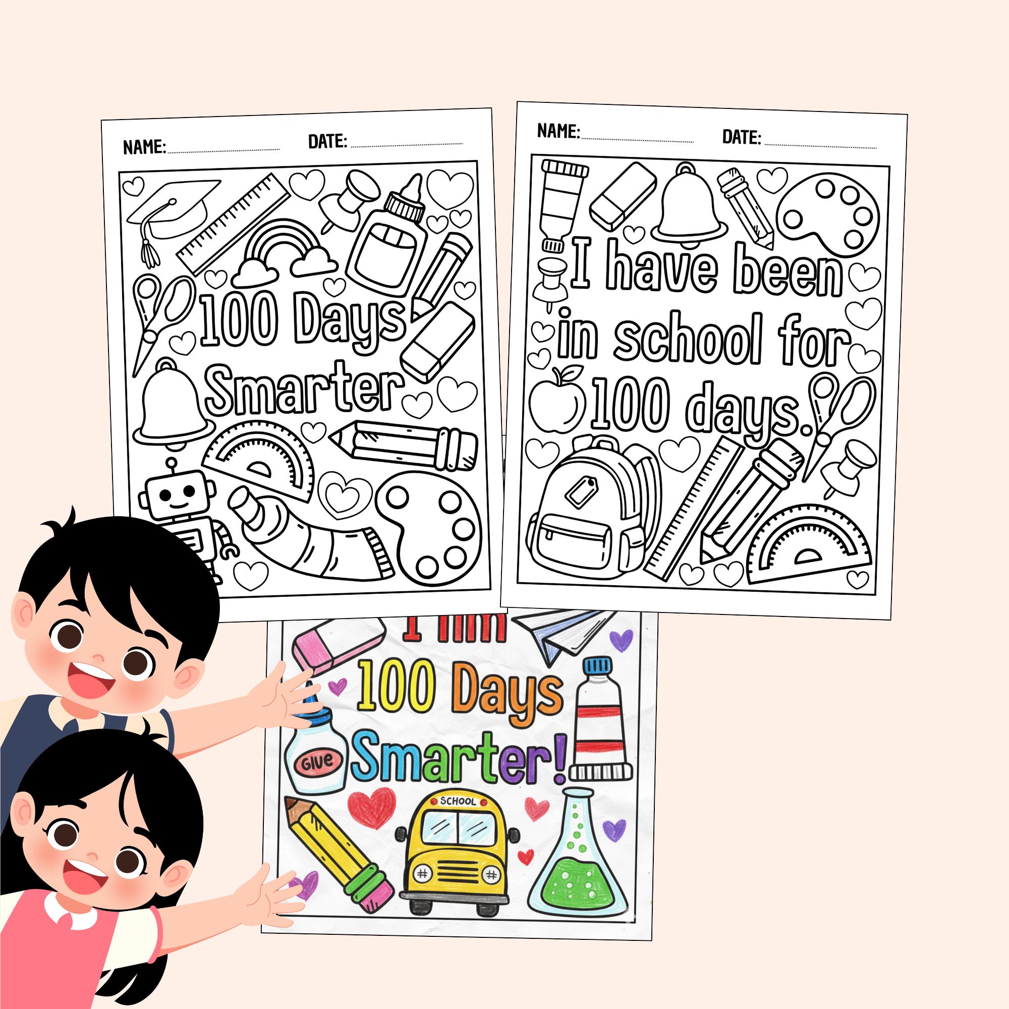 100th Day of School Coloring Page Kids Classroom Activity 10 Fun ...