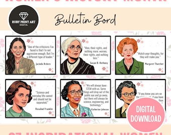 Women's History Month Bulletin Board-Inspirational Quotes-Famous Women-March Classroom Decor