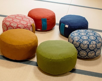 Handcrafted Japanese Zafu Cushion – Eco-Friendly Meditation & Yoga Pillow, 100% Cotton Cover