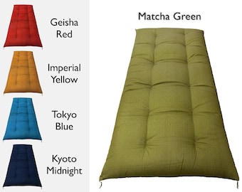 Authentic Japanese Futon | Artisan-Made Shikibuton with 100% Natural Cotton and Silk Yarn | Matcha Green