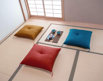 Handcrafted Japanese Square Floor Cushion - 100% Natural Cotton, Eco-Friendly Meditation & Seating Pillow in 5 Colors