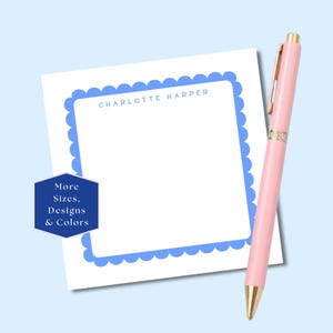 Personalized Scallop Sticky Notes, Custom Stationery Notes, School, Office, Teacher Gifts