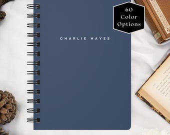 Personalized Spiral Journal, Custom Name Notebook, 5X7 inch Lined Pages