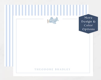 Personalized Airplane Stationery, Classic Baby Notecards, Baby Shower Thank You Cards