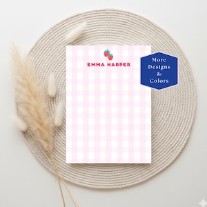 Personalized Strawberry Note Pad, Custom Sticky Notes, Stationery Gift