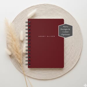 Personalized Name Spiral Notebook, Minimalist Lined Journal, Lightweight Custom Notebook, 5x7 inch