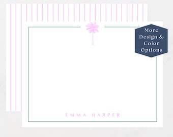 Personalized Palm Tree Notecards, Custom Stationery Set Gift, Notecard Set for Women