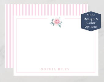 Personalized Rose Stationery, Custom Floral Stationery Set, Elegant Correspondence Cards, Mothers Day Gift Notecards