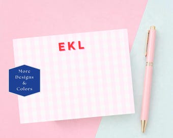 Personalized Striped Sticky Notes, Custom Monogram Notepad, Stationery Gift