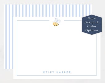 Personalized Honey Bee Notecards, Neutral Baby Stationery, New Parent Thank You Cards