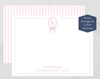 Personalized Baby Goose Stationery, Custom Thank You Notes, Vintage Style Notecards