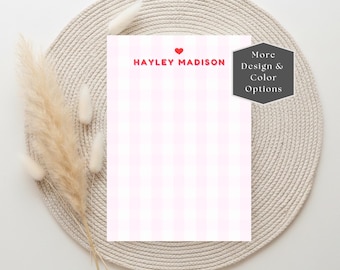 Personalized Sticky Note Pad, Custom Heart and Name Notepad