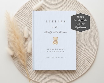 Personalized Teddy Bear Baby Shower Guest Book, Advice Journal, Keepsake