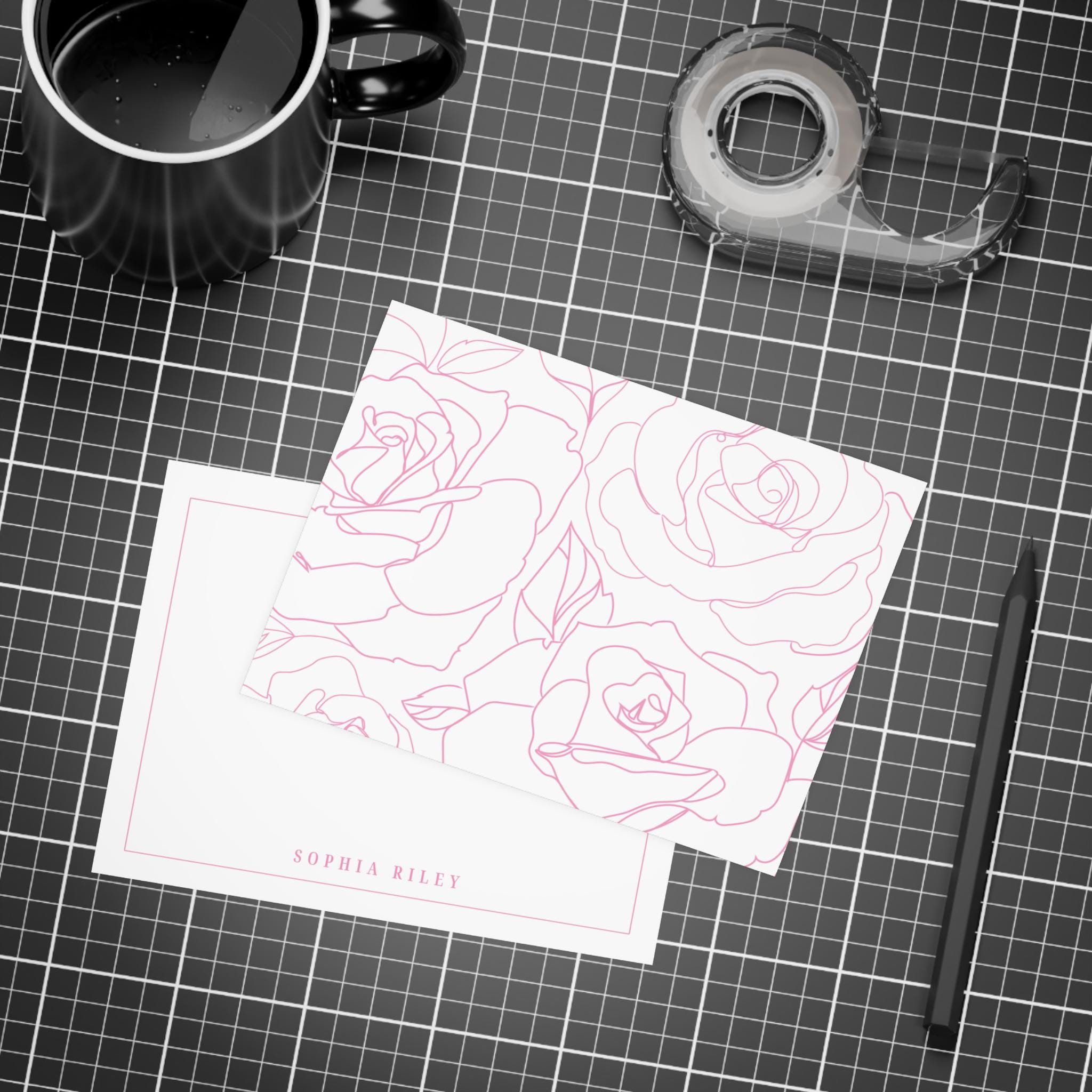 Personalized Rose Stationery, Custom Floral Stationery Set, Elegant ...