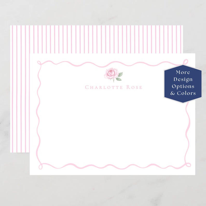 Personalized Rose Stationery, Custom Floral Stationery Set, Elegant ...
