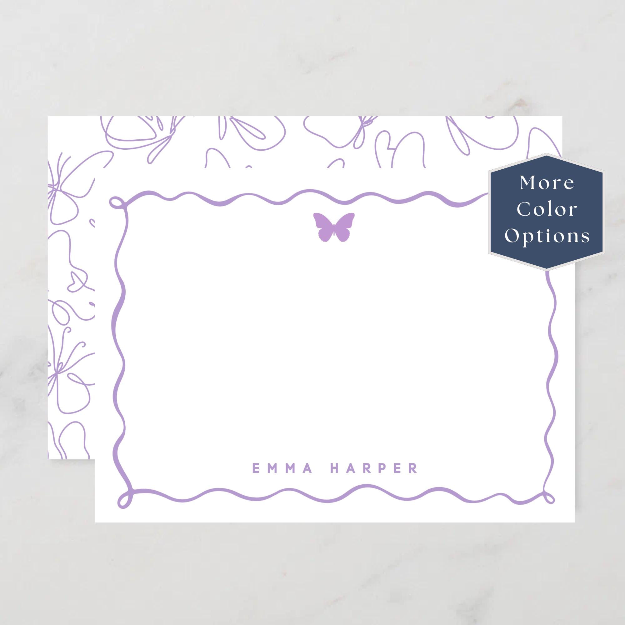 Personalized Butterfly Stationery, Custom Flat Notecards, Girls ...