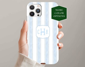 Personalized Preppy Striped Phone Case | Custom Monogram iPhone Case | Classic Stripe Keepsake Gift