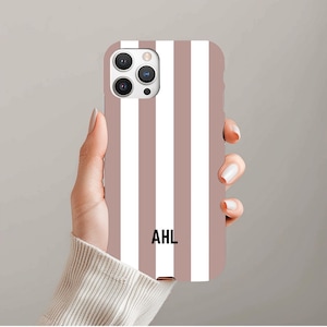 Mocha Striped Phone Case: Personalized Tough Phone Cover, Custom Phone Case, Monogram Phone Case