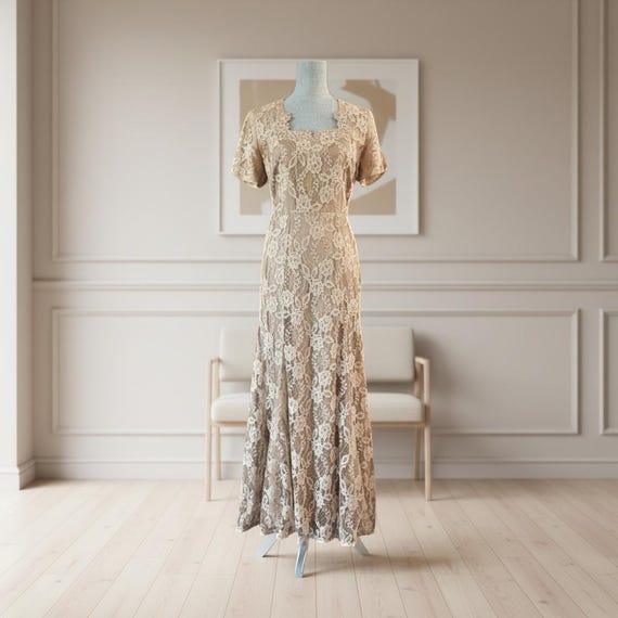 Vintage 1930s Beige Lace Dress | Romantic Garden Party Evening Gown | Size  Small Medium - Etsy