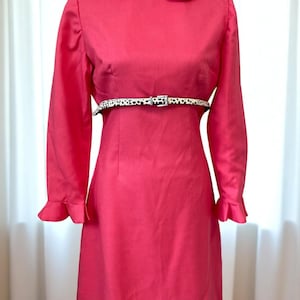Vintage 1960 Pink Dress, Handmade Mod Retro Dress, Space Age Dress, 60s Boho Hippie, A-Line Dress, 60s Shift Dress, Gift for Her, Size L