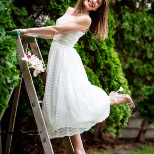Vintage 50s Lace Tulle Wedding Dress with Bolero Jacket - Size S