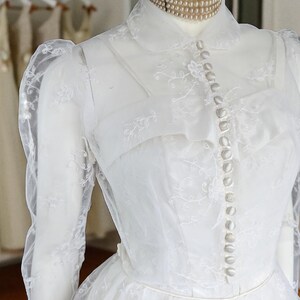 A rare Vintage 1950s Satin Wedding Dress with Matching Bolero Jacket, 50s Spaghetti Strap Wedding Dress with Full Embroidered Tulle Skirt, Size S