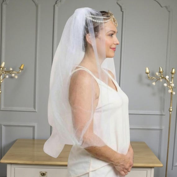 Vintage Pearl Beaded Wedding Veil | Double Layer Fingertip 