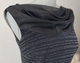 1960s Black Velvet Wiggle Dress: Vintage Cocktail Party Elegance, Size Small