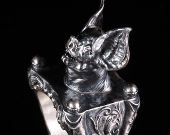 Renaissance Scroll Bat Ring Gothic Ring Bat Jewelry Vampire Bat Ring Gothic Statement Ring Gothic Jewelry Goth Style Biker Ring Vampires