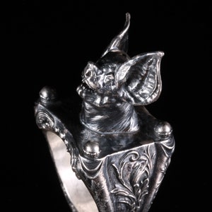 Renaissance Scroll Bat Ring Gothic Ring Bat Jewelry Vampire Bat Ring Gothic Statement Ring Gothic Jewelry Goth Style Biker Ring Vampires image 1