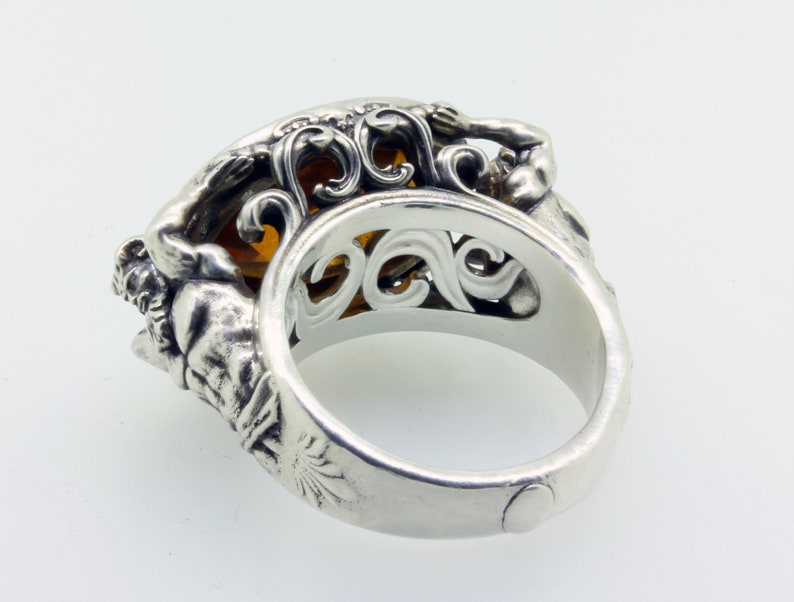 Satyr Greek Mythology Ring Pagan Ring Goat Ring Faun Ring Citrine Ring Greek Pan Ring Man Statement Ring Greek Ring Men's Bling Ring Fawn image 9