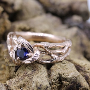 Rose Gold Twig Ring with choice of Gemstone, Twig Engagement Ring, Dainty Gold Ring, Twig Wedding Ring, Handmade Gold Jewelry, Vine Ring