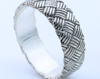 Men&#39;s Silver Braided Wedding Band Woven Band Gift for Him Braided Ring Comfort Fit Wedding Band Mens Band Men&#39;s Symbolic Wedding Ring Unisex