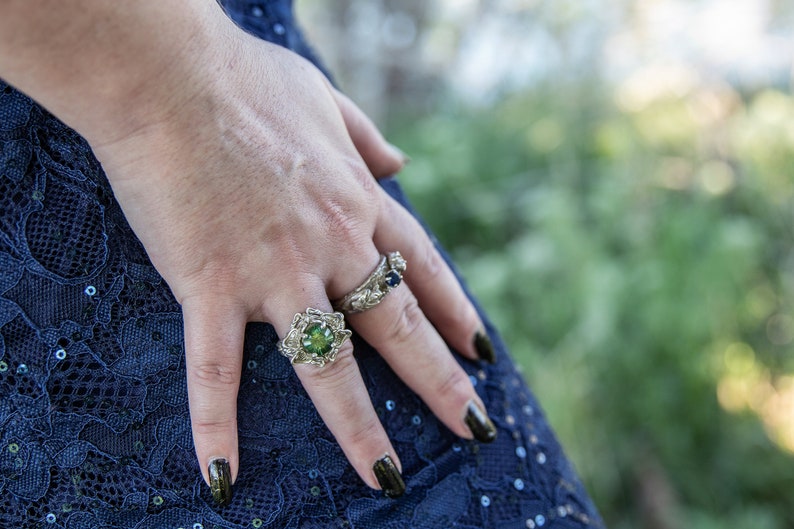 Giger inspired Alien ring Amethyst version BioMechanical Organic Art Nouveau Alien Flower Succulent Floral Jewelry Modern Contemporary Ring image 9